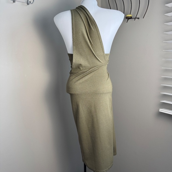 Pretty Little Thing Women's One Shoulder Pencil Dress Olive Green 4 Cocktail - Picture 3 of 11